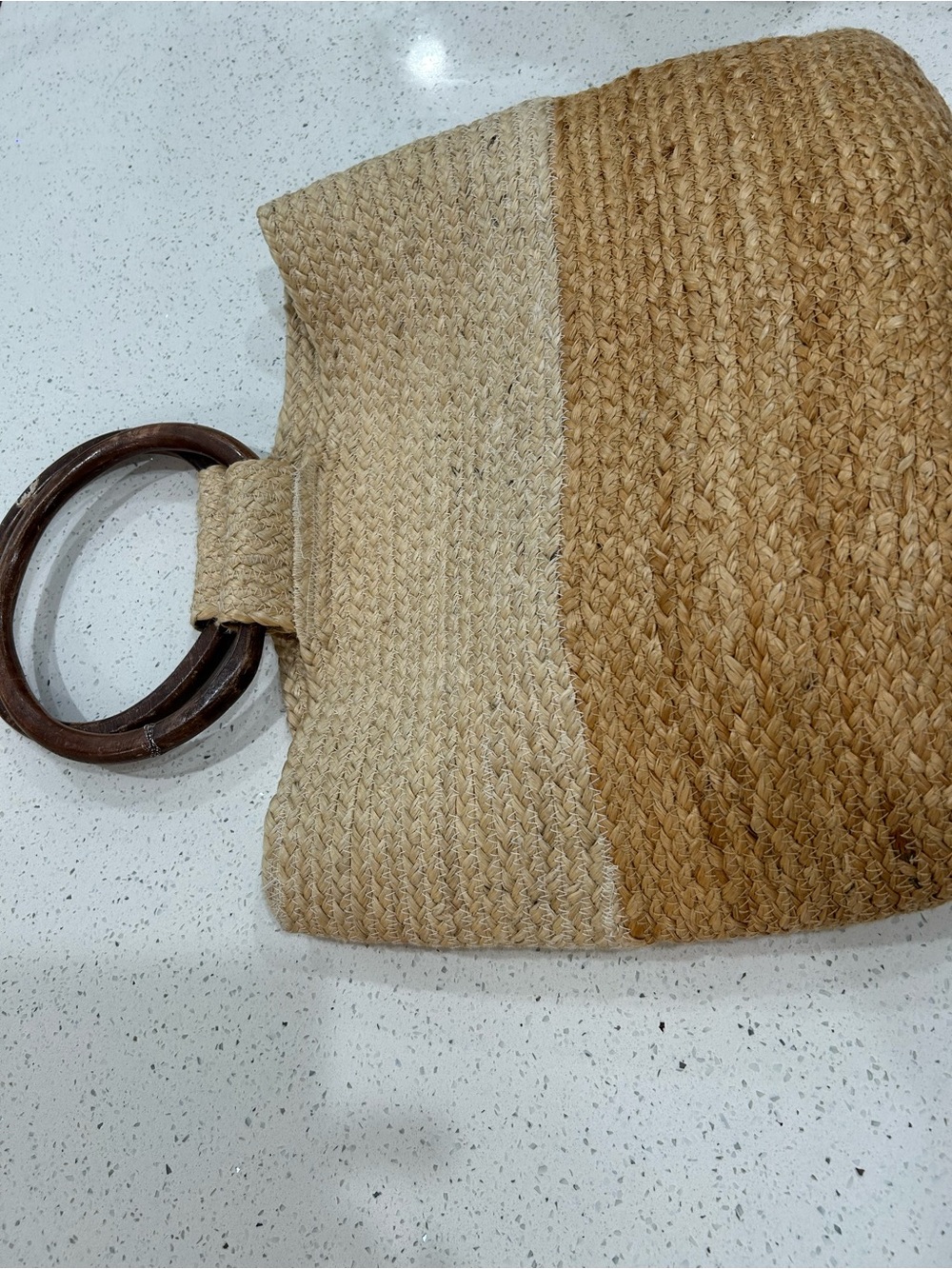 JJILL Natural Two-Tone Jute StrawTote with Wooden Handles - Picture 2 of 5